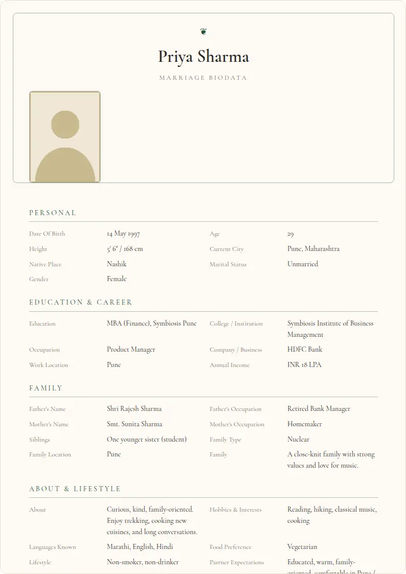 Elegant Floral marriage biodata template